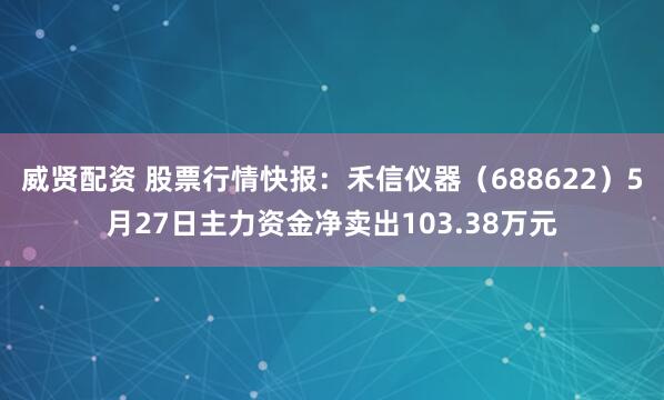 威贤配资 股票行情快报：禾信仪器（688622）5月27日主力资金净卖出103.38万元
